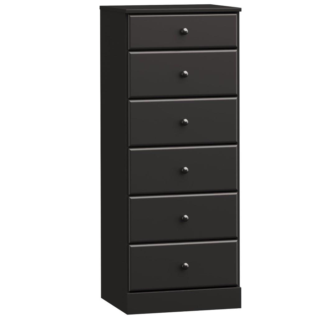 Prepac Astrid Tall Black Dresser for Bedroom: 16.5"D x 19.75"W x 50"H, 6-Drawer Chest for Bedroom by Prepac - Perfect Chest of Drawers for Ample Storage in Narrow Spaces