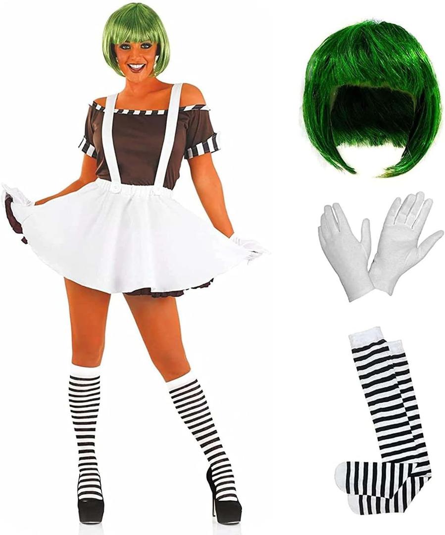 fun shack Womens Chocolate Factory Costume, Chocolate Costume Adult, Book Character Halloween Costumes for Women (X-Large, White)