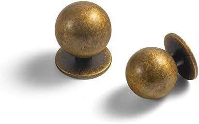 Yanxia Set of 5 -Sleek Round Antique Brass Cabinet Knobs - Retro and Minimalist Hardware for Stylish Home Enhancement - 1 Inch Diameter