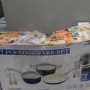 Pots and Pans Set, 7 Piece Nonstick Ceramic Cookware Set, Kitchen Induction Cookware Sets, Pots and Pans Non Stick with Oven Safe Handle, 100% PFOA Free, Blue (9.5" Skillet + 1.5QT Saucepan + 3QT Stockpot)