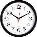 Bernhard Products Black Wall Clock Silent Non-Ticking 10 Inch Quartz Battery Operated Round Easy to Read Home/Office/Kitchen/Classroom/School Clock Sweep Movement