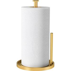 Paper Towel Holder Countertop, Standing Paper Roll Holder with Anti Slip Weighted Base, Stainless Steel Freestanding Paper Towel Holder for Kitchen, Gold