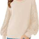 Haloumoning Girls Sequin Shirts Kids Cute Tops Long Sleeve V Neck Blouses for 5-14 Years (9-10 Years, Gold)