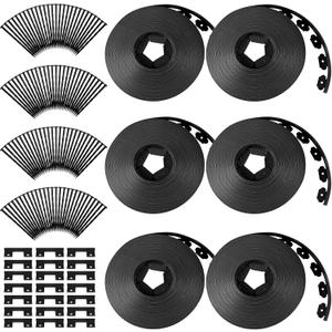 Sasylvia 236 ft Garden Landscape Edging Kit 2 Inch Tall Lawn Edging Border with 216 Anchoring Spikes and 21 Connectors Flexible Plastic Straight Top Lawn Garden Border Roll for Grass Yard(Black)