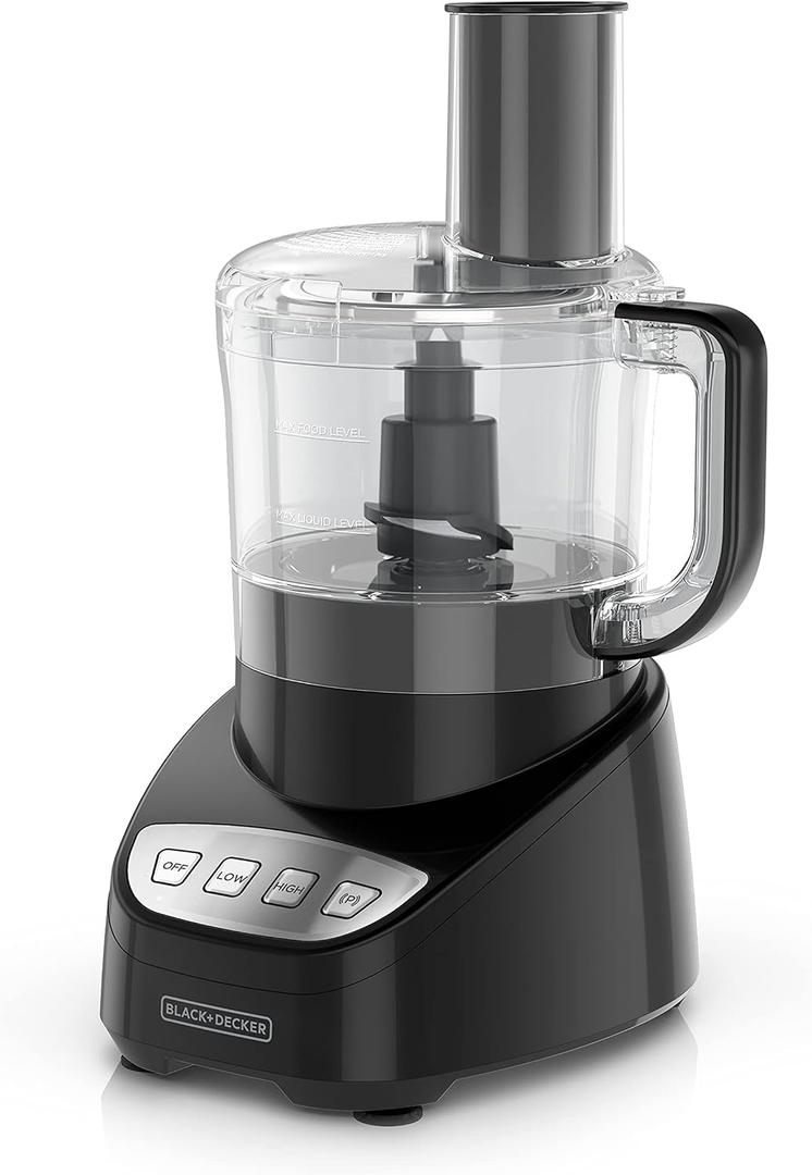 BLACK+DECKER 8-Cup Food Processor, Easy Assembly, Stainless Steel S-Blade, Shred, Slice, Chop, Puree, 450W Motor