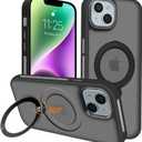 Ankceed for iPhone 14 Case/iPhone 13 Case, Compatible with 360 Spin Magnetic Stand, Compatible with MagSafe, Military Drop Protection, Anti-Scratch Shockproof Protective Cover 6.1 Inch, Black