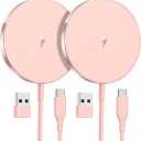 Magnetic Wireless Charger 15W Fast Mag Safe Charger for Cell Phone 16 Pro Max/16 Pro/16 Plus/16/15/14/13/12 Series 2 Pack Charging Pad for AirPods 3/2/Pro 2/Pro Mag-Safe Original Replacement