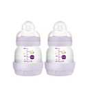 MAM Easy Start Anti-Colic Baby Bottles, Extra Slow Flow, Breastfeeding-Like Silicone Nipple Bottle, Reduces Colic, Gas, & Reflux, Easy-to-Clean, BPA-Free, Vented Baby Bottles for Newborns, 0-3 Months (2 Count (Pack of 1), Purple)