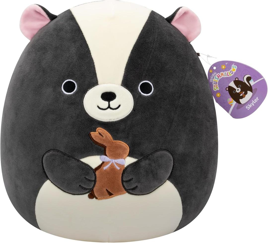 Squishmallows Original 12in Skyler The Skunk Holding Chocolate Bunny  Official Jazwares Plush (Medium-Sized)