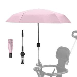 Adjustable Steering Angle, Clip-On All-Round Protection, Convenient and Lightweight, for Sun Protection Lightweight, Easy to Install, Stroller Umbrella, Baby Umbrella Stroller Accessory (Pink)