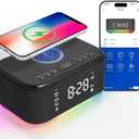Bluetooth Alarm Clock Radio Bedroom, Digital Dual Alarm Clock Bedroom, Up to 10 Alarms Clock Night Light Speaker App/Button Control FM Charge Snooze Adjustable Brightness Dim 12/24H, JetBlack
