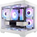 darkFlash ITX PC Case, Pre-Install 3 PWM ARGB Fans Computer Case, Full View Dual Tempered Glass ITX Case, Mini Size, Supports 240mm AIO(C275P) (White)