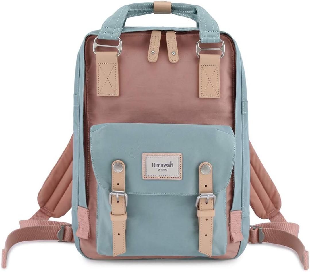 Himawari Backpack/Travel Backpack for Women 14.9" College Vintage Waterproof Bag Work Backpack for 14inch Laptop(-HIM-01#pink&blue)