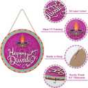 CHDITB Happy Diwali Decoration 3D Front Door Sign(12x12), Indian Festival of Lights Wall Hanging with Rangoli Diyas, Deepavali Themed Door Hanger for Front Door Porch Home Office Party