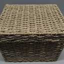 Small Nesting Wicker Cube Storage Boxes with Lids and Metal Steel Frame, Set of 2 Straw Wire Woven Square Storage Basket Organiser for Home, Kids, Toys, Small Items