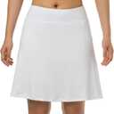 Xioker Women Skorts Skirts with Zipper Pockets,Athletic Golf Tennis Swim Skirts 20" Knee Length Skorts for Womem (White)