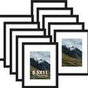 8.5x11 Picture Frame Sef of 10, Display Pictures 6x8 with Mat or 8.5 x 11 Without Mat, Photo Frame Collage for Wall Gallery Decor, Hanging or Tabletop Display, Black