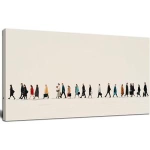 Neutral Canvas Wall Art for Living Room Beige Abstract Artwork 20x40 In, 20L" x 40W"