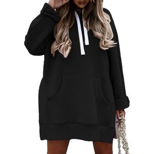 Syellowafter Women Oversized Hoodie Dress Pullover Winter Kangaroo Pocket Sweatshirt Fall Tops Casual Loungewear (Small, A- Black)