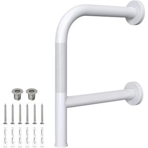 16 Inch Bathtub Safety Rail,Grab Bars for Bathtubs and Showers, Munzong White Anti Slip Bathroom Grab Bar for Wall F Shape Safety Hand Rail Shower Handle Support Handicap Elderly Senior Assist