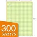 KAISA Loose Leaf Notebook Paper, 4x4 Quad Graph Ruled, 300 Sheets Per Lined Paper, 8" x 10.5", 3 Hole Punched for 3 Ring Binder, Canary, Made In USA (1pack)