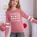 Ithalt Kids Valentine Shirt Girls Valentines Shirts Cute Heart Graphic Long Sleeve Tee Tops 4-14y(APink1,110)