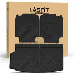 LASFIT Trunk Mat & Backrest Mat for Volvo XC90 2026-2016, All Weather TPE Custom Fit Cargo Liner for Volvo XC90 Cargo Mat, Black, Easy to Clean