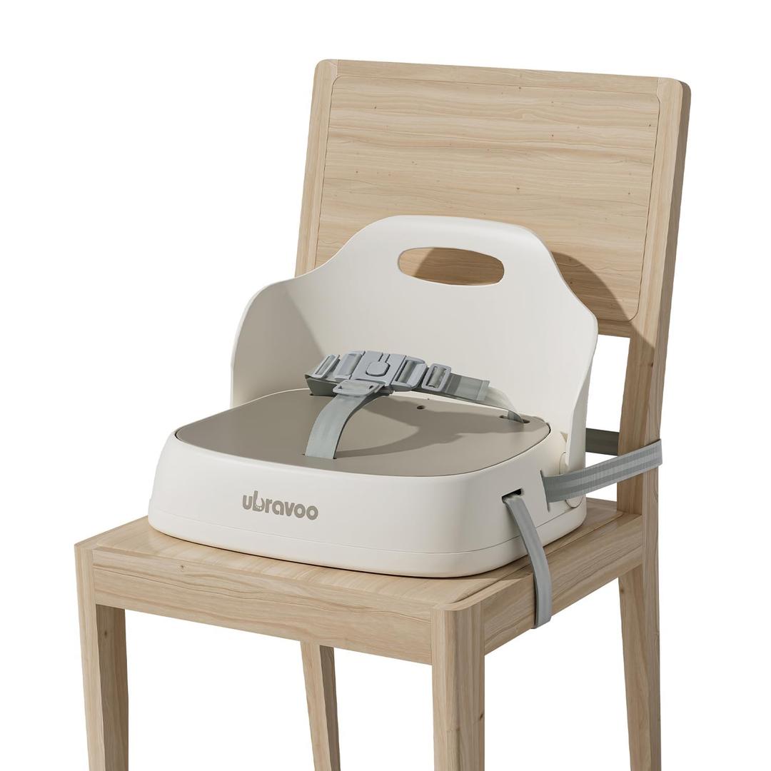 UBRAVOO Baby Booster Seats, Toddler Booster Seat for Dining Table with Adjustable Straps, Portable Compact Portable Baby Chair for Dining and Travel (Khaki)