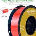 Kingroon Silk PLA 3D Printer Filament, Dimensional Accuracy +/- 0.03 mm, 1 kg Spool(2.2lbs), PLA Shiny Filament 1.75 mm (Red)