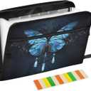 Expanding File Folder,13 Pocket Accordion File Folders Document Organizer Holder with Color Labels, Zipper Closure Waterproof for Letter A4 Size Paper,Document,Morpho Butterfly Blue