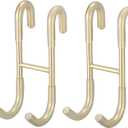 BWE 2 Pack Shower Door Hooks,304 Stainless Steel Over Door Hooks, Towel Hooks for Bathroom Frameless Glass Shower Door 0.47"(12mm), Drilling-Free Hanger Shower Hooks, Brushed Gold