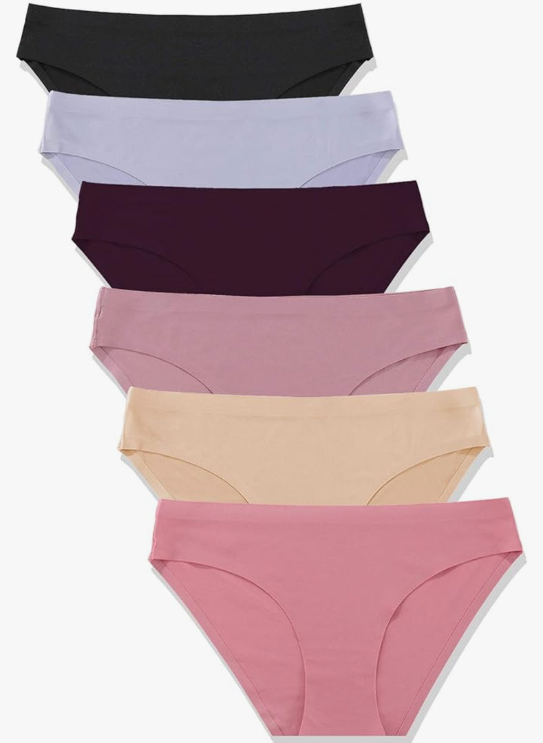 FINETOO 6 Pack Women’s Seamless Hipster Underwear No Show Panties Invisibles Briefs Soft Stretch Bikini Underwears XS-XL Size XL