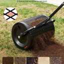VEVOR Compost Spreader, 16.5" Wide Peat Moss Spreader with T Shaped Handle, 3 Heights Adjustable, Powder-Coated Steel Garden Peat Moss Roller, Heavy Duty Grass Seed Roller for Planting Seeding, Black