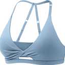 YEOREO Sports Bras for Women Open Back Workout Gym Bra Padded Medium Impact Yoga Tops with Ajustable Back Straps (Moonstone Blue)