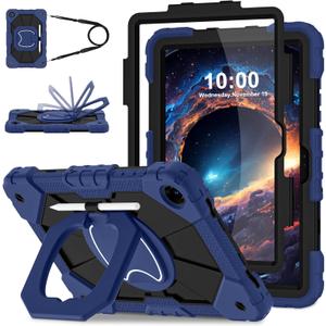 WESOROL Case for Galaxy Tab A11 Plus/A9 Plus 11 Inch,Shockproof Cover for Samsung Tablet A11+/A9+ Case with Screen Protector 360 Rotating Stand Pencil Holder Shoulder Strap,Navy Black