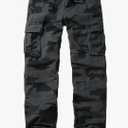 Men’s Cargo Pants Relaxed Fit Camo Work Pants Casual Tactical Hiking Pants with 6 Pockets No Belt, Size 42