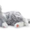 JOY FOR ALL Companion Pet for Seniors - Lifelike Animatronic Cat - Realistic Soft-Touch Fur & Purring - Therapy Stuffed Animal - Toy for Alzheimer's & Dementia - Silver w/White