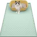 34"x22" Litter Mats Extra Large Easy Clean, Cat Litter Mat Large, Silicone Dog or Cats Feeding mat Waterproof, Cat Litter Mats for Indoor Cats, Green