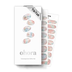 ohora Semi Cured Gel Nail Strips (P Newtro No.1) - Works with UV/ LED Lamps, Salon-Quality, Long Lasting, Easy to Apply & Remove - Includes 2 Prep Pads, Nail File & Wooden Stick