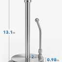 SMARTAKE Paper Towel Holder, Paper Towel Dispenser Standing Weighted Base Non Slip, Spring Arm for Easy Tear, Stainless Steel Paper Towel Holder for Home Kitchen Countertop Tabletop, Silver
