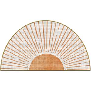 Mingnei Boho Mid Century Sun Linen Doormat Door Mat for Home Kitchen Entrance, Bohemian Sun Door Mat, Bohemian Sunburst Sunshine Mats for House Front Outdoor Outside Entryway Rug 17x30 Welcome Mat