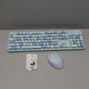 Colorful Computer Wireless Keyboard Mouse Combos, Typewriter Flexible Keys Office Full-Sized Keyboard, 2.4GHz Dropout-Free Connection and Optical Mouse (Blue-Colorful)