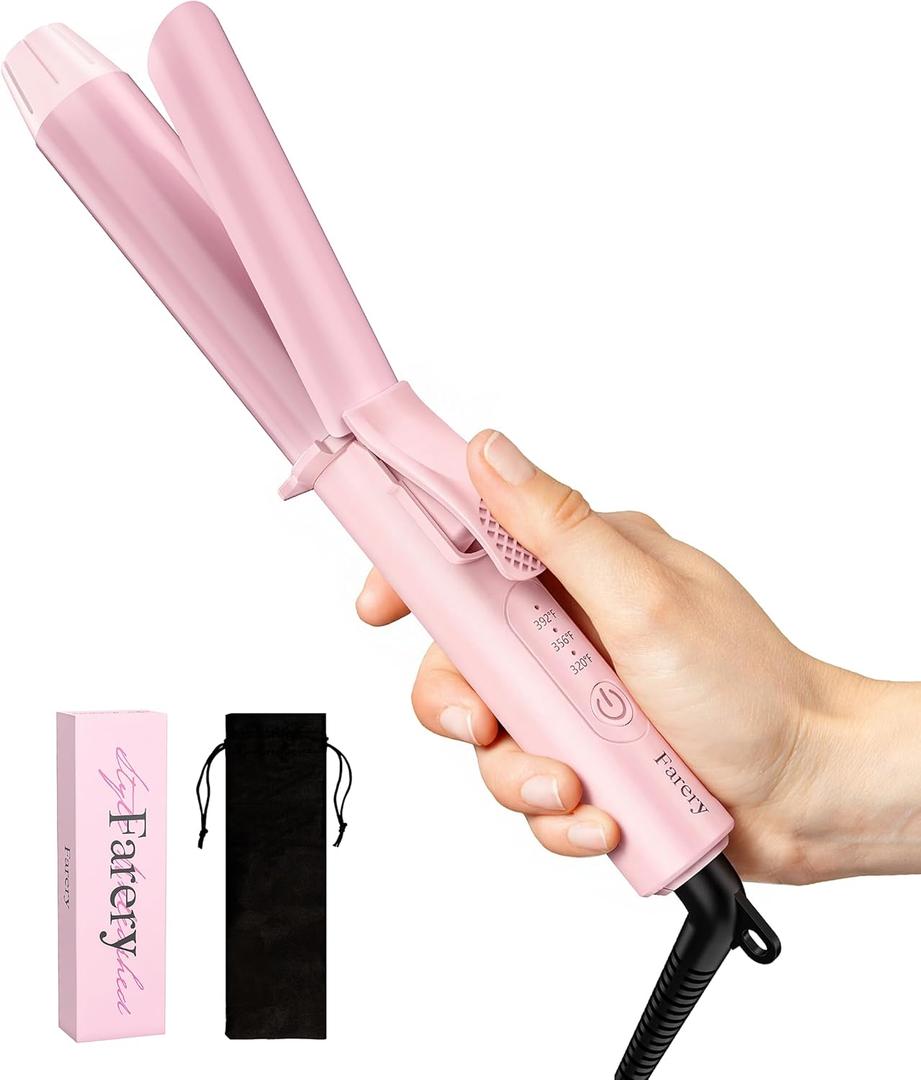 FARERY Mini Curling Iron 1 Inch, Ceramic Mini Hair Curler with 3 Adjustable Temp, Auto-Off, 100-240V Dual Voltage for Travel, Infused with Keratin & Argan Oil, Travel Size Curling Iron with StorageBag