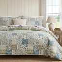 Blue Floral Duvet Cover Set King Size 100% Cotton Botanical Patchwork Vintage Bedding Quilt Cover All Season 3 Pieces Soft Lightweight Comforter Cover