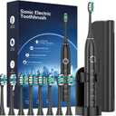 Rtauys S5 Upgraded Sonic Electric Toothbrush for Adults and Kids Ages 12+ with 8 Brush Heads, IPX7 Travel Toothbrush with Case, 2.5 Hours Charge for 120 Days, 5 Modes with Built-in Smart Timer Black
