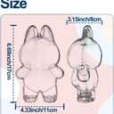 Protective Case for LABUBU, Plastic Clear Display Box with Key Chain for Dolls, Protective Cover for Plush Toy, Transparent PVC Bag for Storage (No Doll, 17cm)