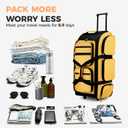 Searock 90L Rolling Duffle Bag with Wheels and Handle, 31 Large Duffle Bag for Travel, Carry On Luggage Duffel Bag with Shoe Compartment, Multi-Pocket, Water Resistant, Yellow