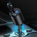 Retractable Car Charger, 4 in 1 Super Fast Car Phone Charger 60W, 2 Retractable Cables and 2 USB Ports Car Charger Adapter,Compatible with iPhone 16/15/14/13/12/11,Air-Pods 4,Galaxy,Pixel