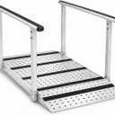 Upgraded Folding Ramp with Handrails, 45.2" L x 31.5" W Portable Wheelchair Ramp with Adjustable Flap, Heavy-Duty Carbon Steel Handicap Access Ramp, 600 lbs Capacity
