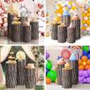 SaitiMade Set of 3 - Wood Cylinder Pedestal Stand Covers, Spandex Wooden Texture Cylinder Stand Covers for Party, Wedding or Birthday Event Decor - Only Contains Cylinder Covers